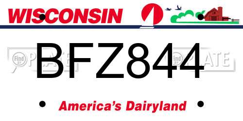 BFZ844 Wisconsin License Plate