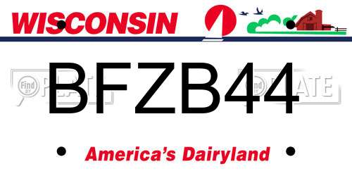 BFZB44 Wisconsin License Plate
