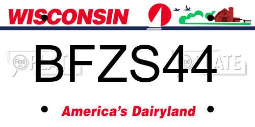BFZS44 Wisconsin License Plate