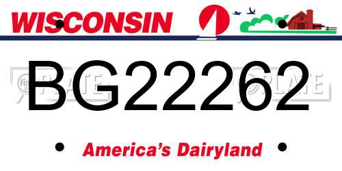 BG22262 Wisconsin License Plate