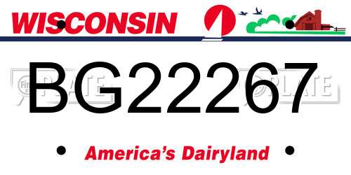BG22267 Wisconsin License Plate