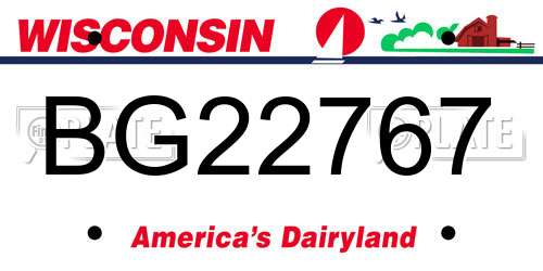 BG22767 Wisconsin License Plate