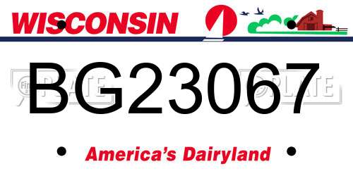BG23067 Wisconsin License Plate