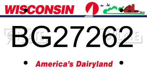 BG27262 Wisconsin License Plate