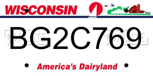 BG2C769 Wisconsin License Plate