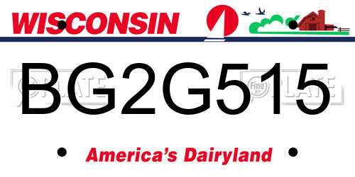 BG2G515 Wisconsin License Plate
