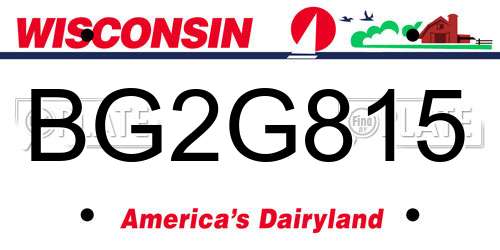 BG2G815 Wisconsin License Plate