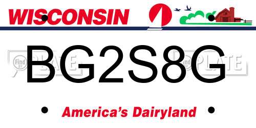 BG2S8G Wisconsin License Plate