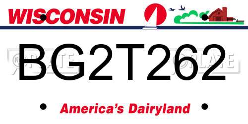 BG2T262 Wisconsin License Plate
