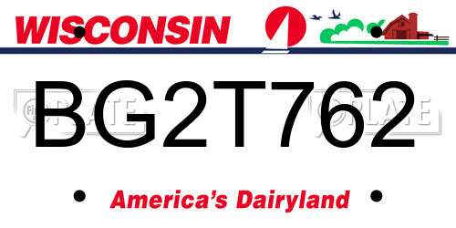 BG2T762 Wisconsin License Plate