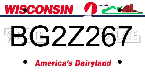 BG2Z267 Wisconsin License Plate