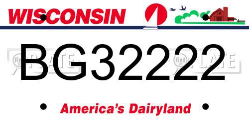 BG32222 Wisconsin License Plate
