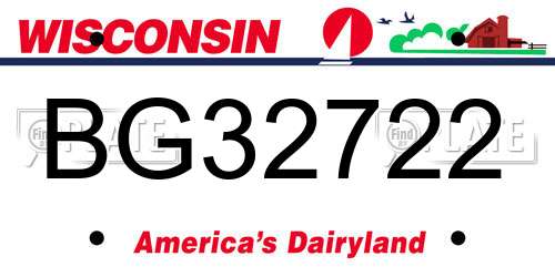 BG32722 Wisconsin License Plate