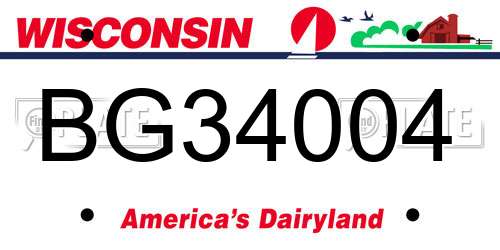 BG34004 Wisconsin License Plate