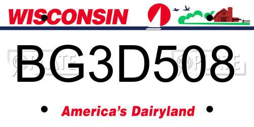 BG3D508 Wisconsin License Plate