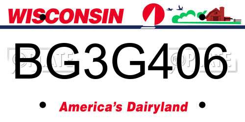 BG3G406 Wisconsin License Plate