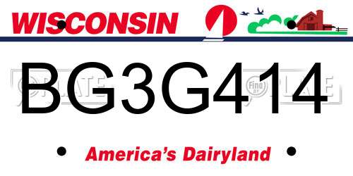 BG3G414 Wisconsin License Plate