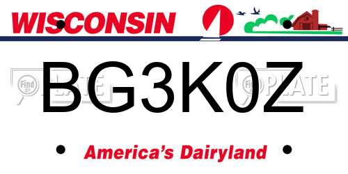 BG3K0Z Wisconsin License Plate