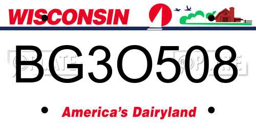 BG3O508 Wisconsin License Plate