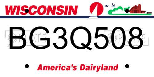 BG3Q508 Wisconsin License Plate