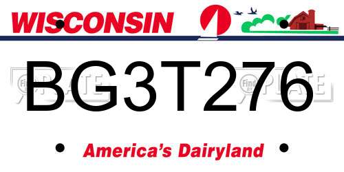 BG3T276 Wisconsin License Plate