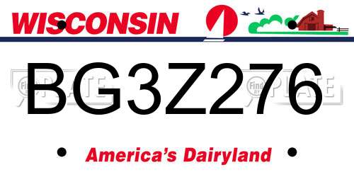 BG3Z276 Wisconsin License Plate