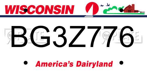 BG3Z776 Wisconsin License Plate