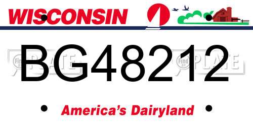 BG48212 Wisconsin License Plate
