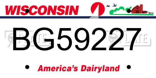 BG59227 Wisconsin License Plate
