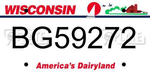 BG59272 Wisconsin License Plate