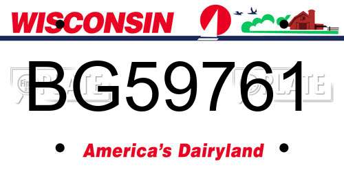 BG59761 Wisconsin License Plate