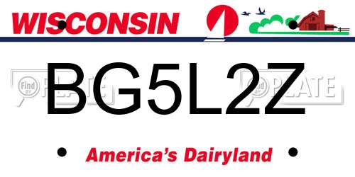 BG5L2Z Wisconsin License Plate