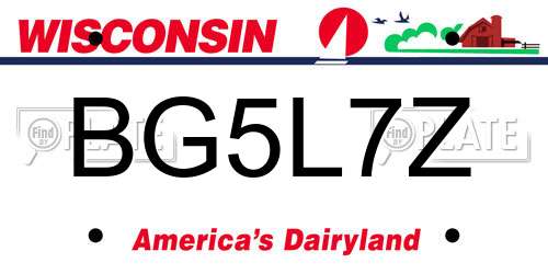 BG5L7Z Wisconsin License Plate