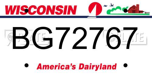 BG72767 Wisconsin License Plate