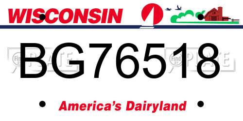 BG76518 Wisconsin License Plate