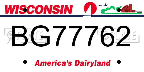 BG77762 Wisconsin License Plate