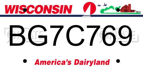 BG7C769 Wisconsin License Plate