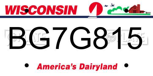 BG7G815 Wisconsin License Plate