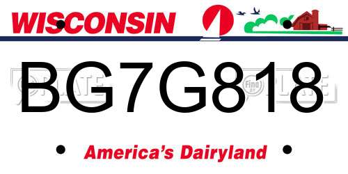 BG7G818 Wisconsin License Plate