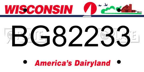 BG82233 Wisconsin License Plate