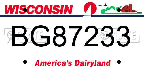 BG87233 Wisconsin License Plate