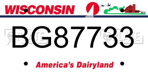 BG87733 Wisconsin License Plate