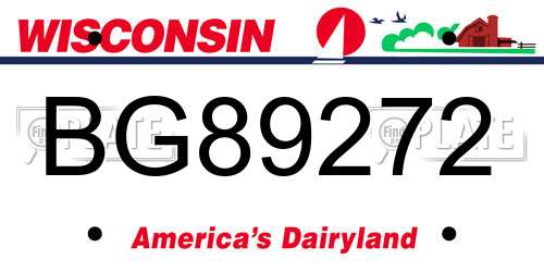 BG89272 Wisconsin License Plate