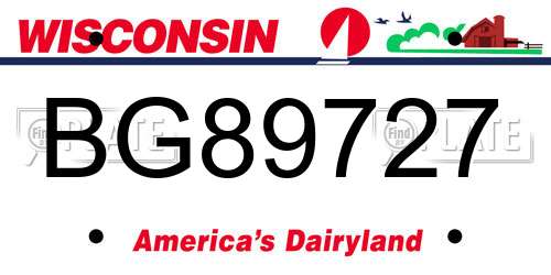 BG89727 Wisconsin License Plate