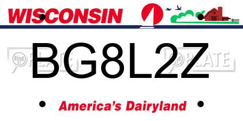 BG8L2Z Wisconsin License Plate