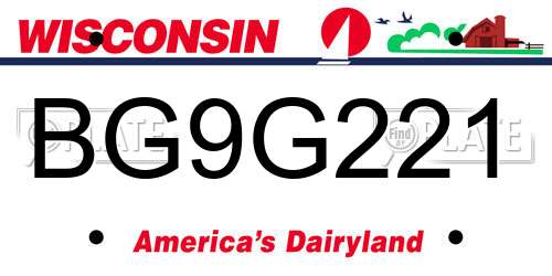 BG9G221 Wisconsin License Plate