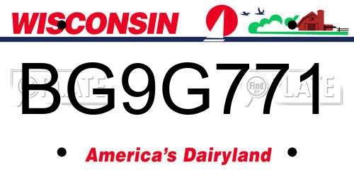 BG9G771 Wisconsin License Plate