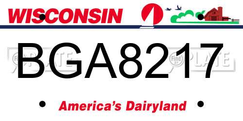 BGA8217 Wisconsin License Plate