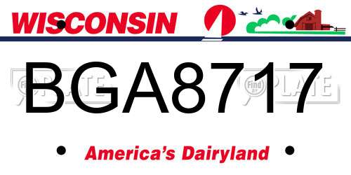 BGA8717 Wisconsin License Plate