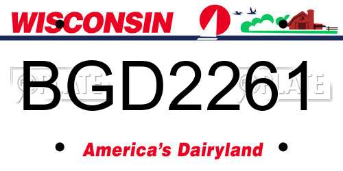 BGD2261 Wisconsin License Plate
